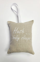 Hush Baby Sleeps Embroidered Linen Door Pillow Sign
