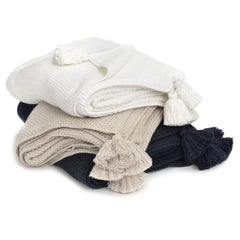 Jordan Denim Blue Cotton Throw with Tassels