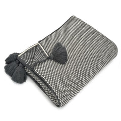 Jordan Denim Blue Cotton Throw with Tassels