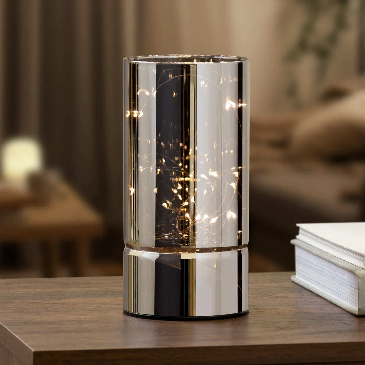 Smoke Mirror Hurricane 8" LED Decor Lamp