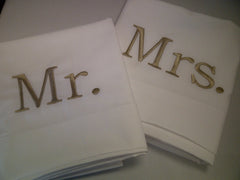 Mr. & Mrs. Embroidered Pair Pillowcases