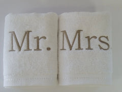Mr. & Mrs. Embroidered Set of Hand Towels