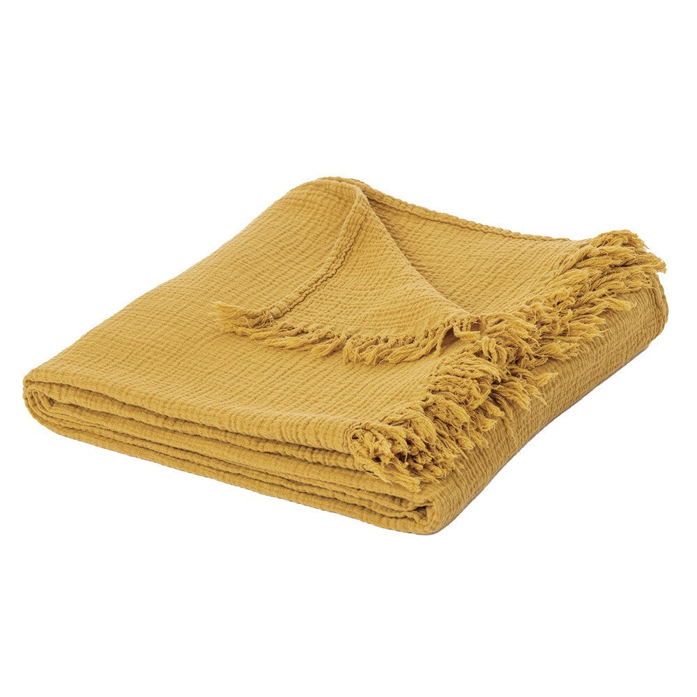 Muslin Dijon Yellow Throw Blanket 60"x70"