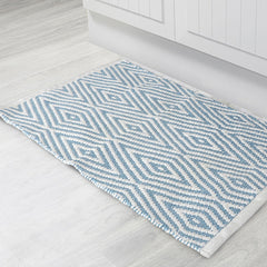 Oxford 100% Bath Rug Blue/White 20"x32"