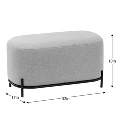 Pender Pin Leg Upholstered Grey Bench 32" x 17" x 18"H