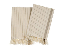 Pinstripe Hammam Hand Towels 2 - Stone