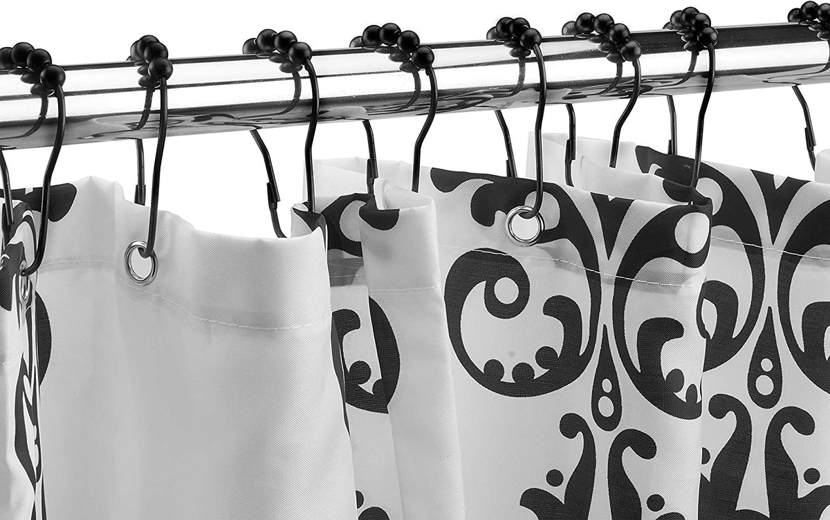 Shower Curtain Roller Ring Set Matte Black