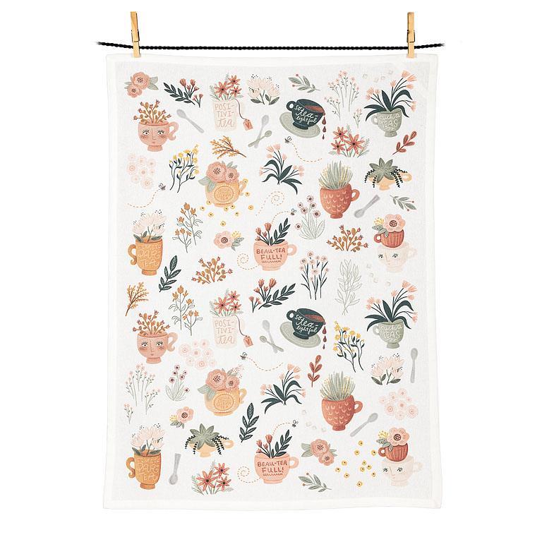 Tea Pots & Tea Cups Tea Towel 20x28"L Cotton