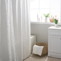Vienne Embossed Shower Curtain 71"x71" White 150GSM