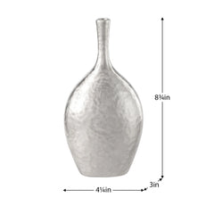 Lilo Dimpled Ceramic 8.75h" Vase - Silver