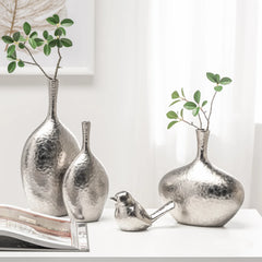 Lilo Dimpled Ceramic 8.75h" Vase - Silver