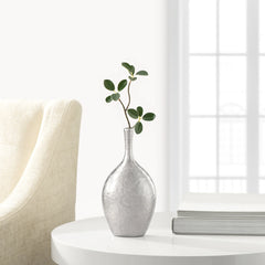 Lilo Dimpled Ceramic 8.75h" Vase - Silver