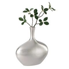 Lilo Dimpled Ceramic 8.75h" Wide Vase - Silver