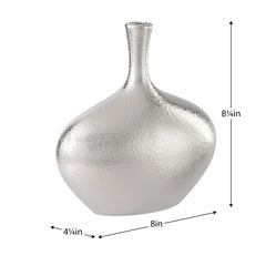 Lilo Dimpled Ceramic 8.75h" Wide Vase - Silver