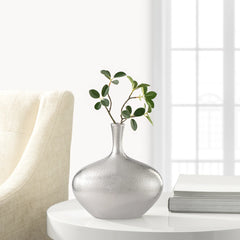 Lilo Dimpled Ceramic 8.75h" Wide Vase - Silver