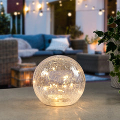LED Sphere 6" Crackle Glass Decor Light