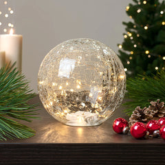 LED Sphere 8" Crackle Glass Decor Light