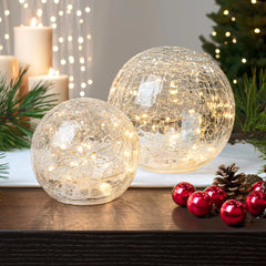 LED Sphere 8" Crackle Glass Decor Light