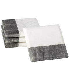 Two Tone Marble Square Coasters 4 Piece Set