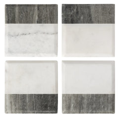 Two Tone Marble Square Coasters 4 Piece Set