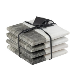 Two Tone Marble Square Coasters 4 Piece Set