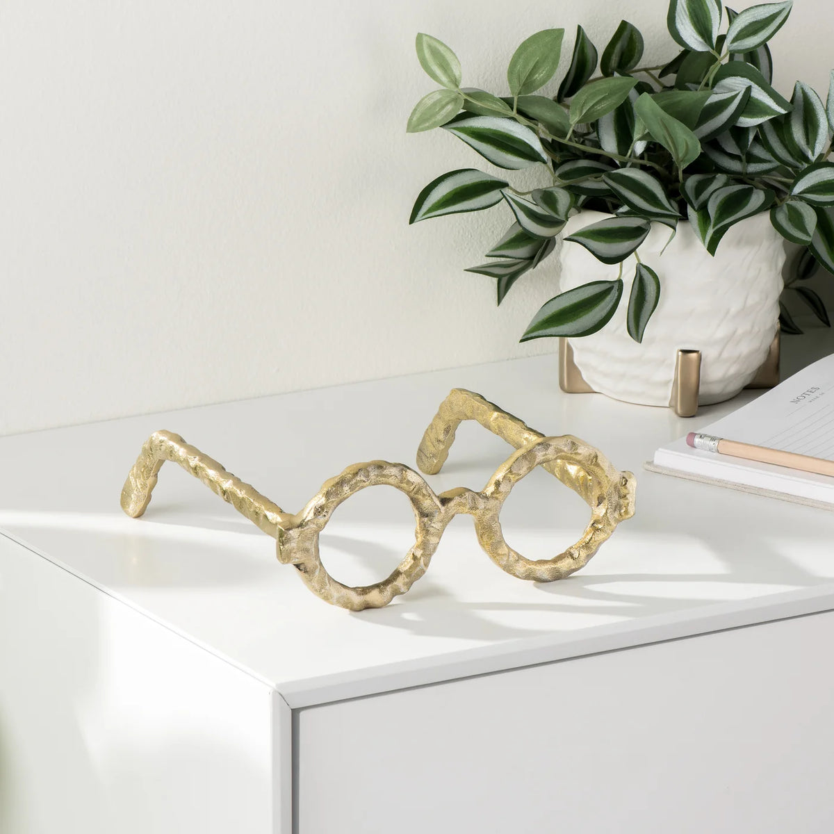 Lennon Hammered Aluminum Eyeglass Decor Sculpture - Gold