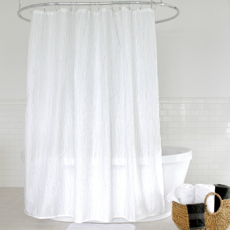 Alexa Shower Curtain White with Gold Embellished Details