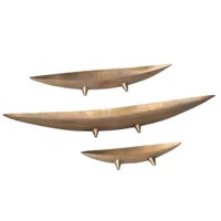 Antique Brass 3 Piece Tapered Boat Bowl Set