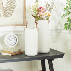 Viva Textured Vases with Detailed Decorative Handles - Set of 2