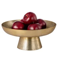 Dias Hammered Aluminum 12d" Pedestal Decor Bowl Antique Champagne