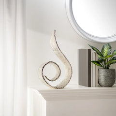 Flame Aluminum 17h" Decorative Sculpture Silver