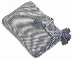 Jordan Denim Blue Cotton Throw with Tassels