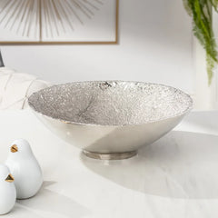 Luna Textured Nickel Plated 13.5d" Round Aluminum Bowl
