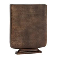 Lyra Etched Aluminum 13h" Flat Urn Tall Vase Bronze