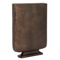 Lyra Etched Aluminum 13h" Flat Urn Tall Vase Bronze