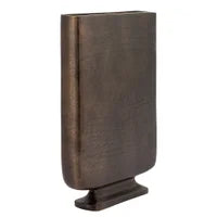 Lyra Etched Aluminum 13h" Flat Urn Tall Vase Bronze