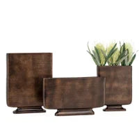 Lyra Etched Aluminum 13h" Flat Urn Tall Vase Bronze