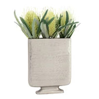 Lyra Etched Aluminum 10h" Flat Urn Tall Vase Pewter