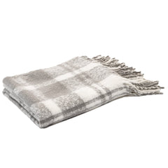 Marcus Grey and White Plaid Throw