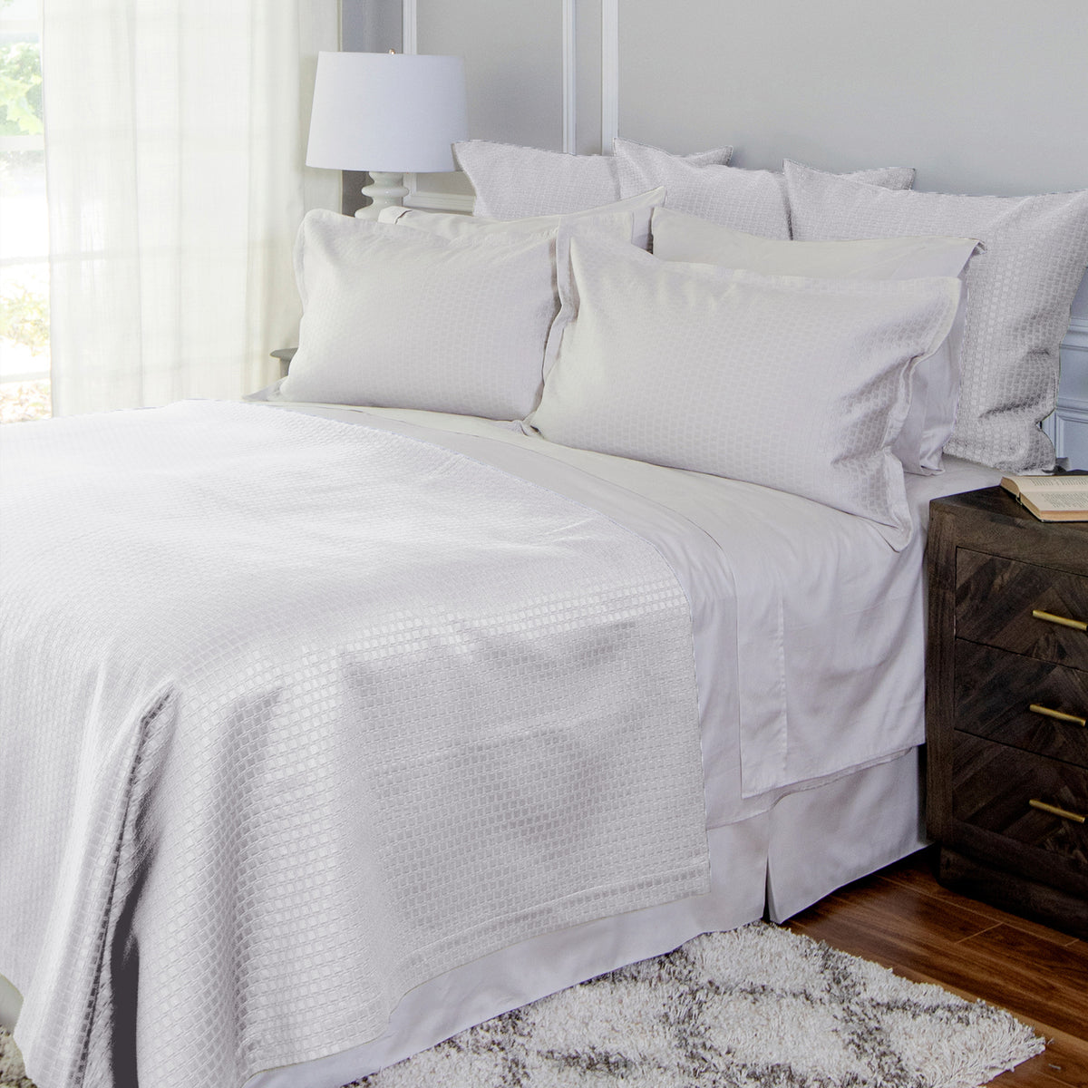 Mattoni Coverlet and Shams Set White