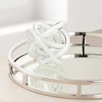 Orbit Glass Knot 4.5" Decor Ball White