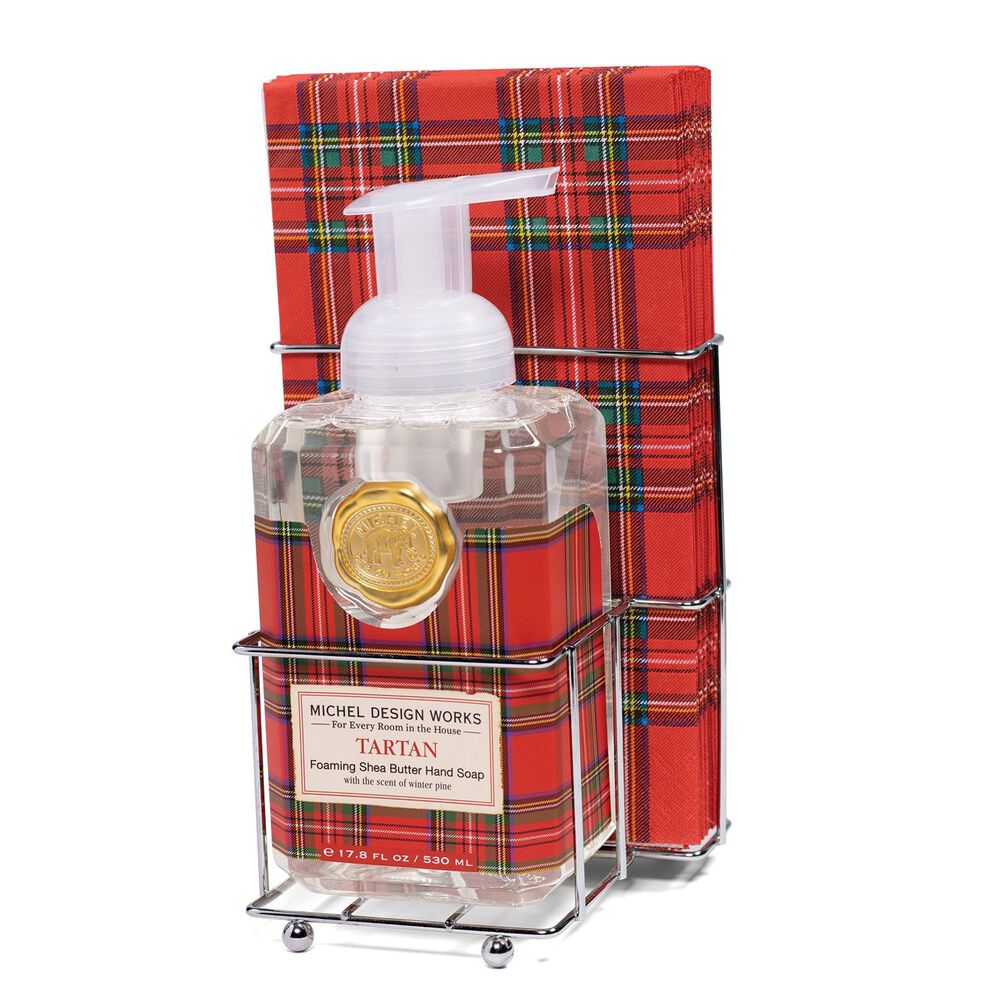 Tartan Foaming Hand Soap & Napkin Set