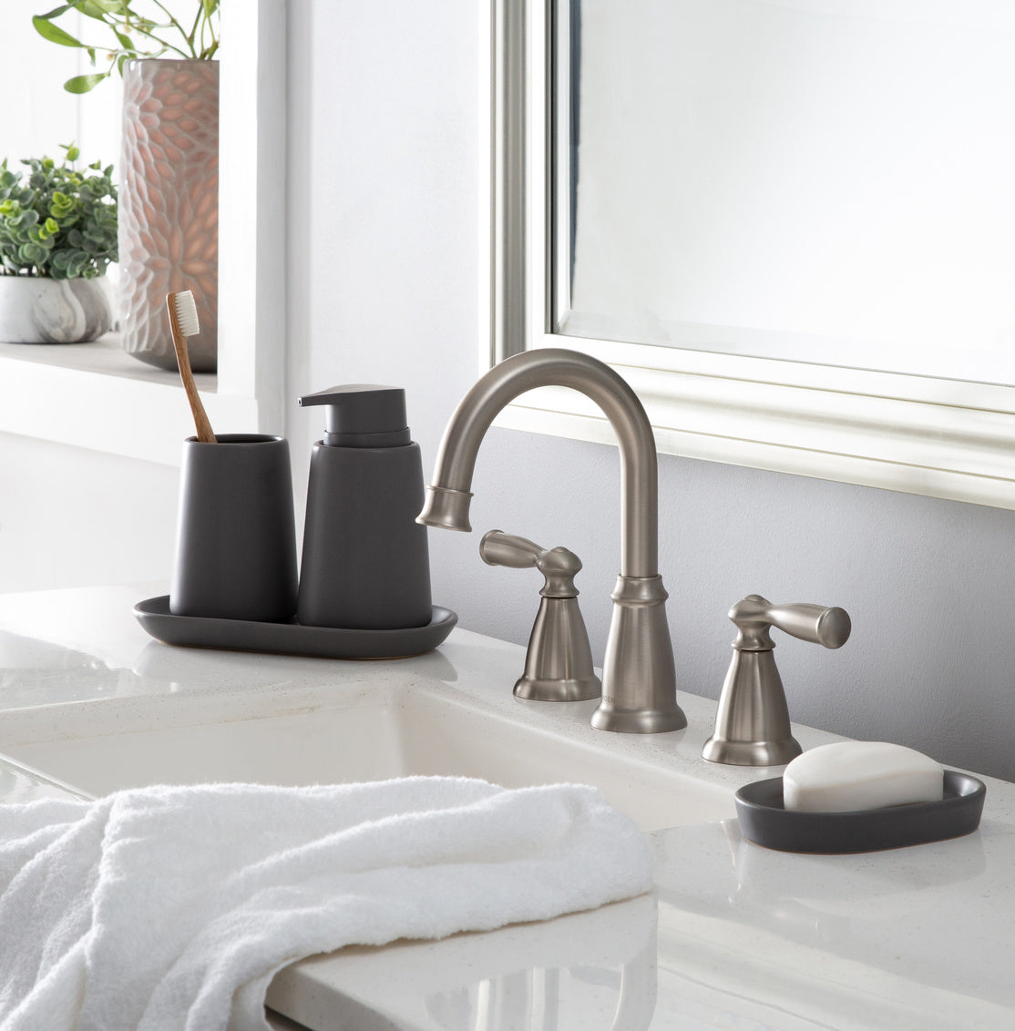 Anitra Dark Grey Soap DIsh