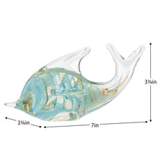 Fish Glass Paperweight Decor - Light Blue Porpoise