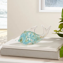 Fish Glass Paperweight Decor - Light Blue Porpoise